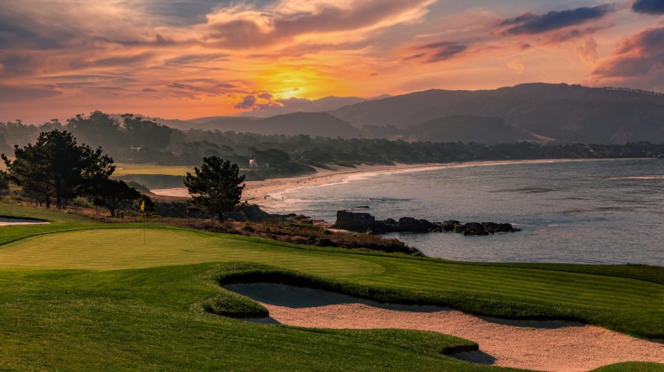 golf course and bunker with ocean